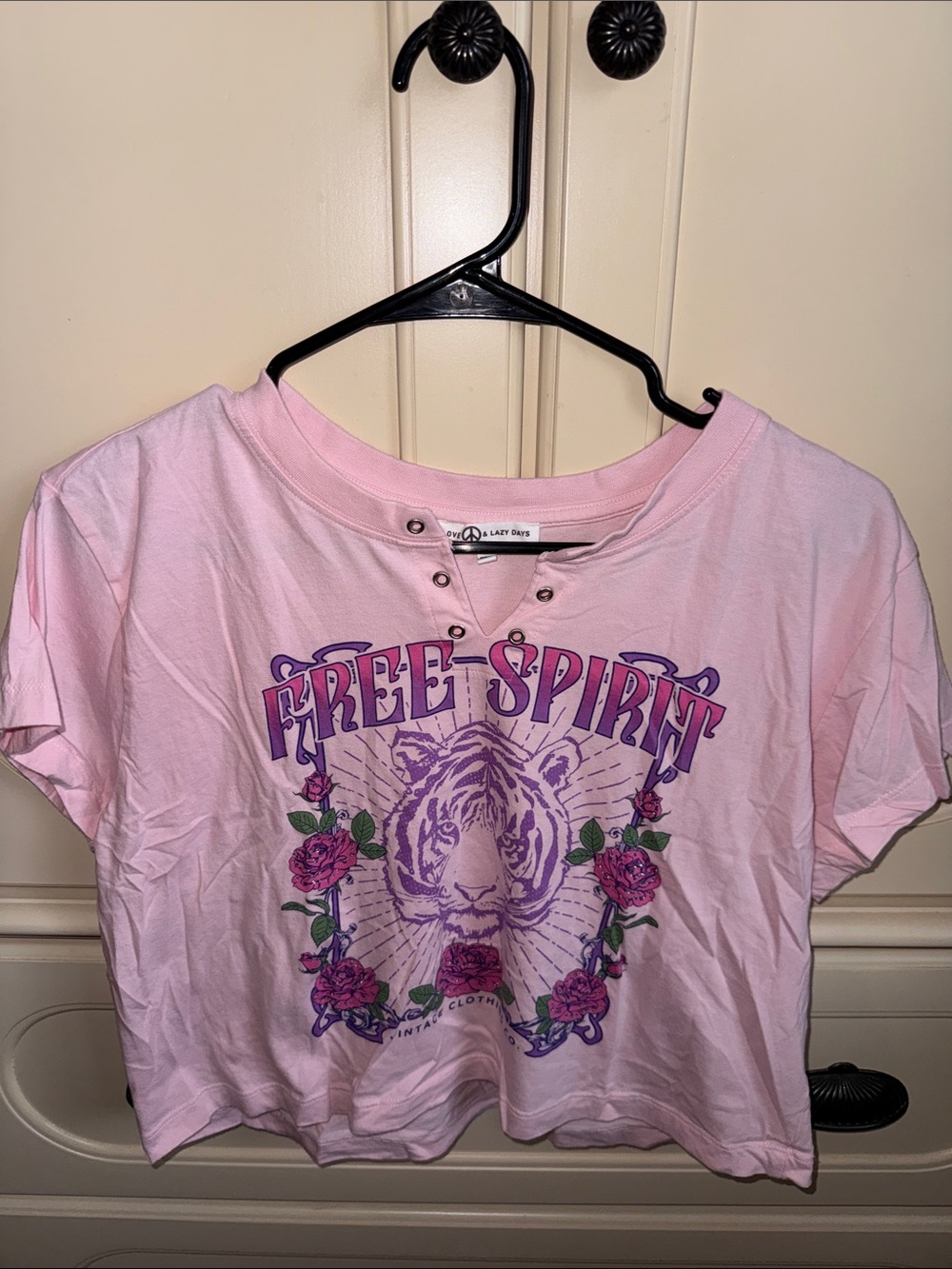 Free Spirit Pink Graphic Crop Tee